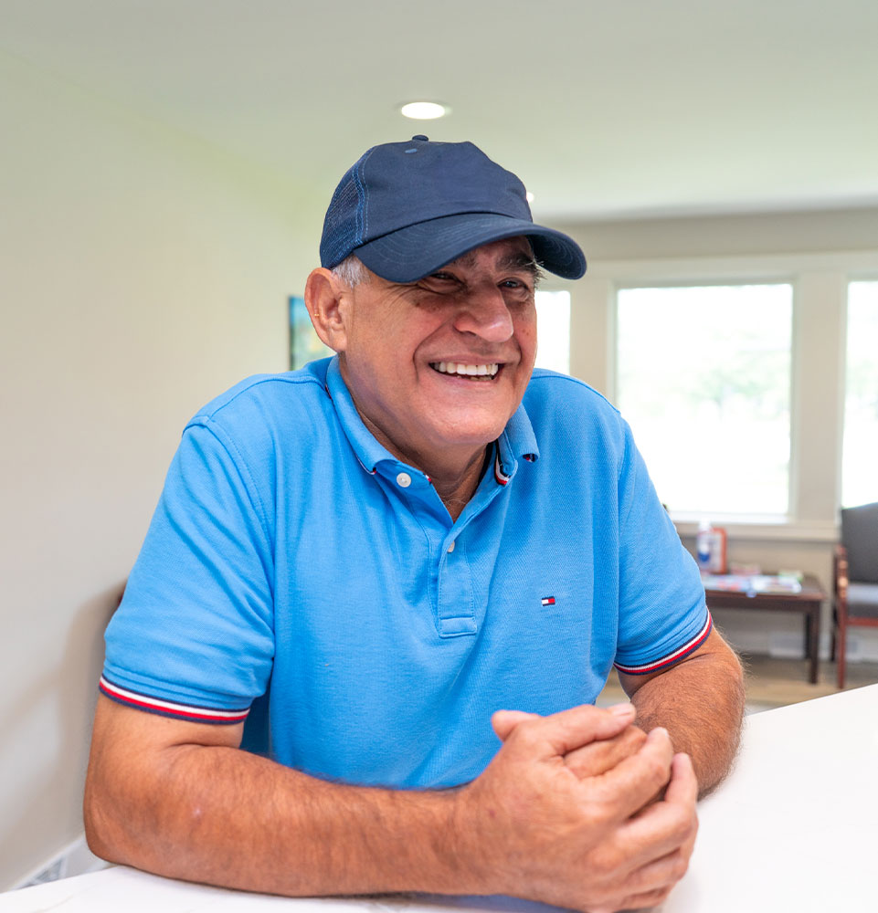 Patient checking into dental office